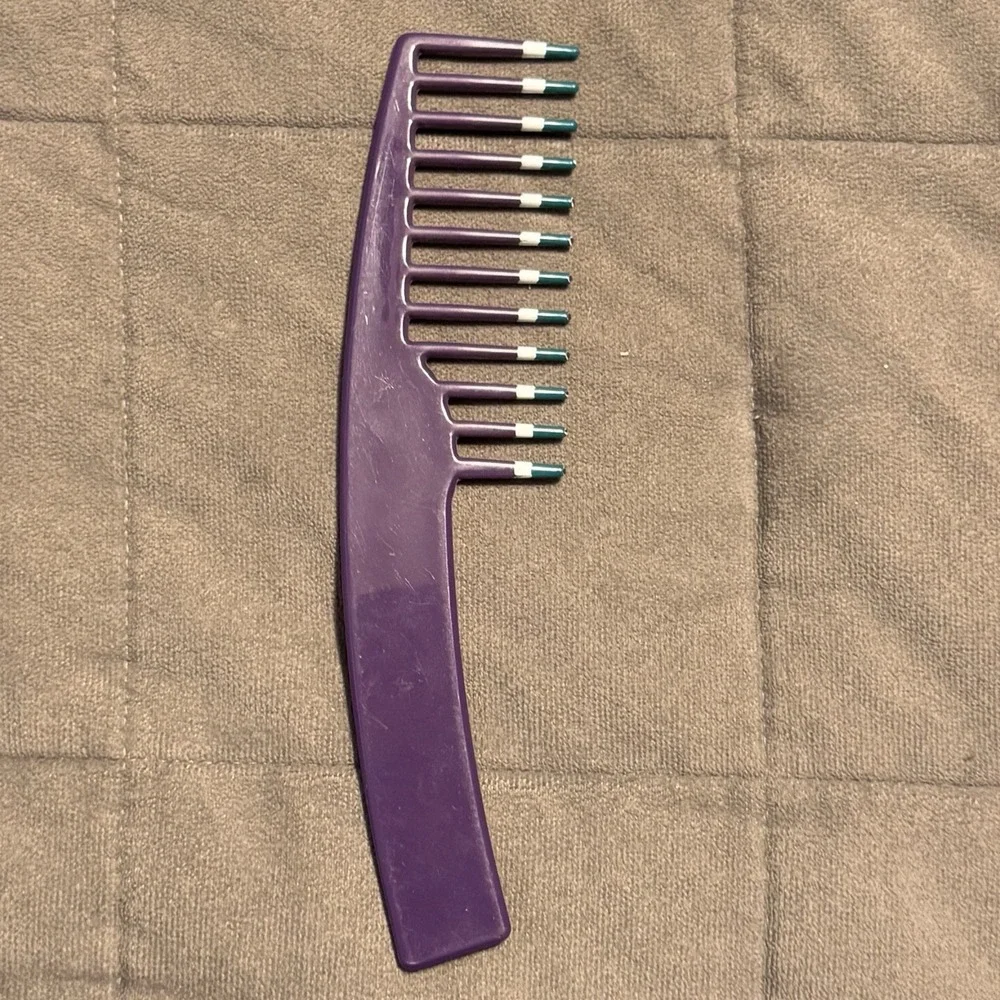 Vintage Mebco Double Dip Wide Tooth Detangler Comb for Men & Women Purple Teal